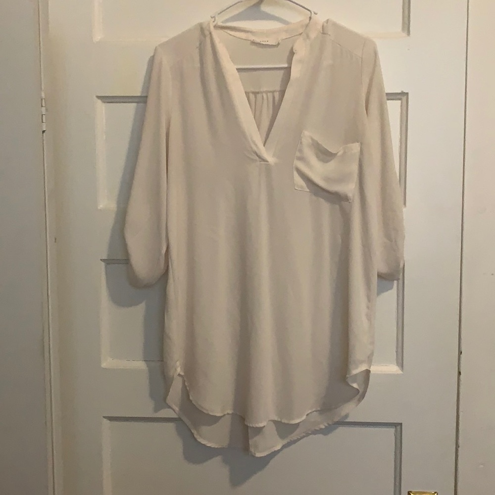 Lush off white silky see through top